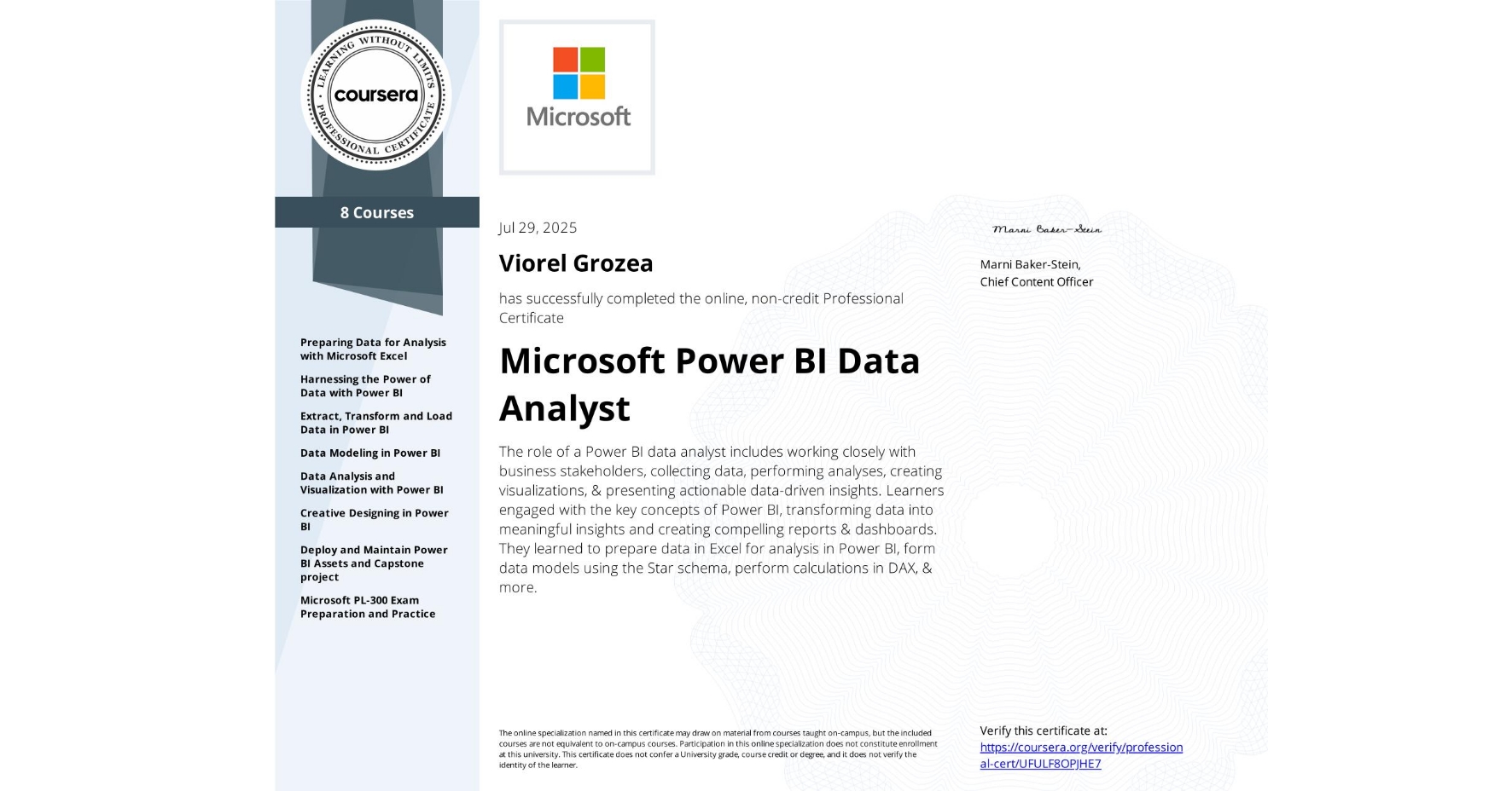 Power BI Certificate